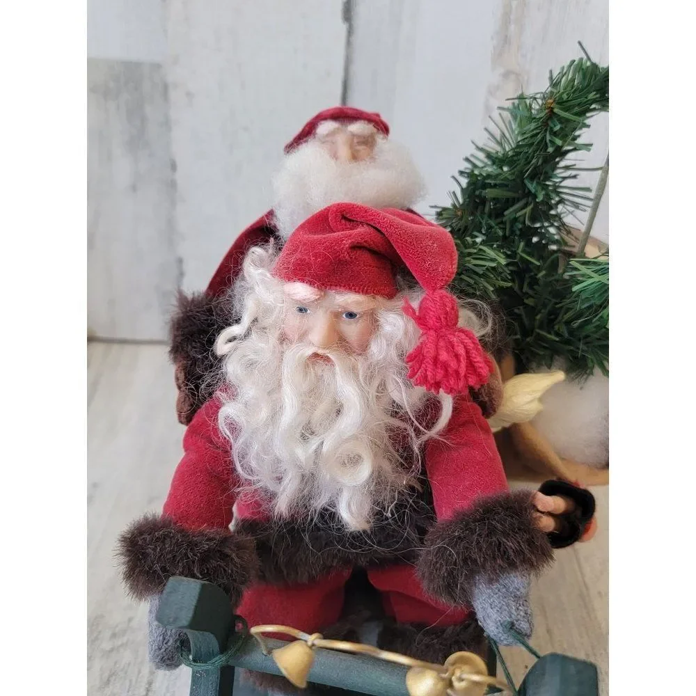 Santa‎ Claus joyride sled bell gift AS IS figured decor home sledding